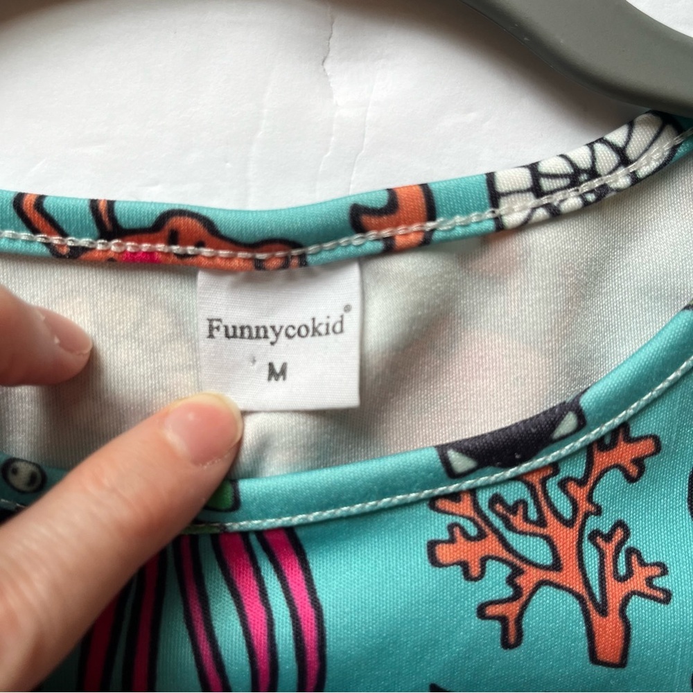 FUNNYCOKID Colorful Sea Life Print Dress Size Medium - Picture 4 of 5
